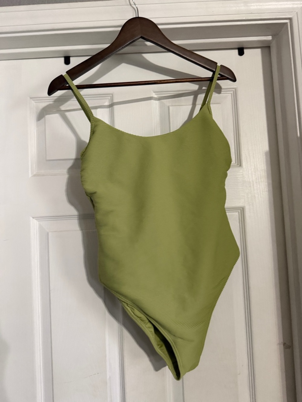 Olive Green Ribbed One-Piece Swimsuit